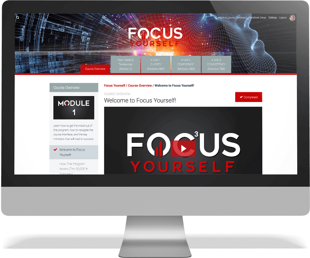 iMac with Focus Yourself course on screen