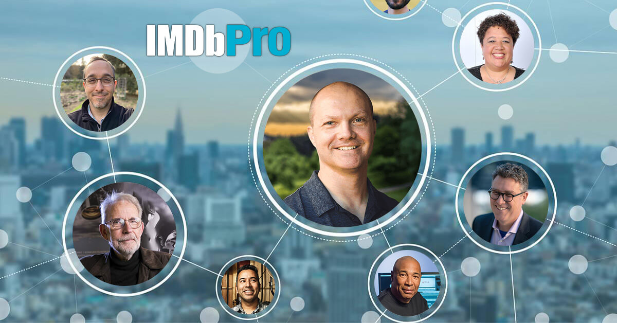 IMDbPro networking with photos of people connected in a network